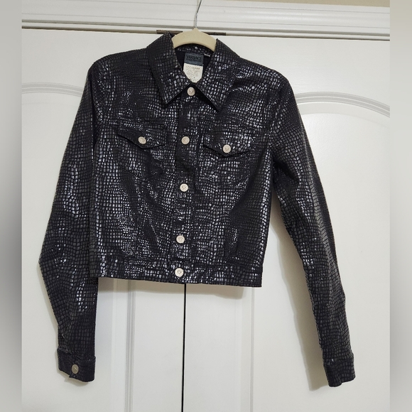 Vintage Versace Jeans Couture Black Snake Print Gothic Jacket Sz XS - Picture 2 of 8